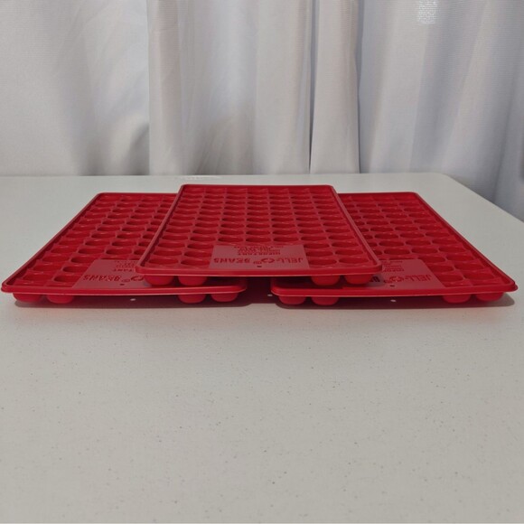 Vintage Jell-O Jigglers Jelly Bean Molds Red Set of 3 Plastic Gelatin Jello Set - Picture 2 of 10